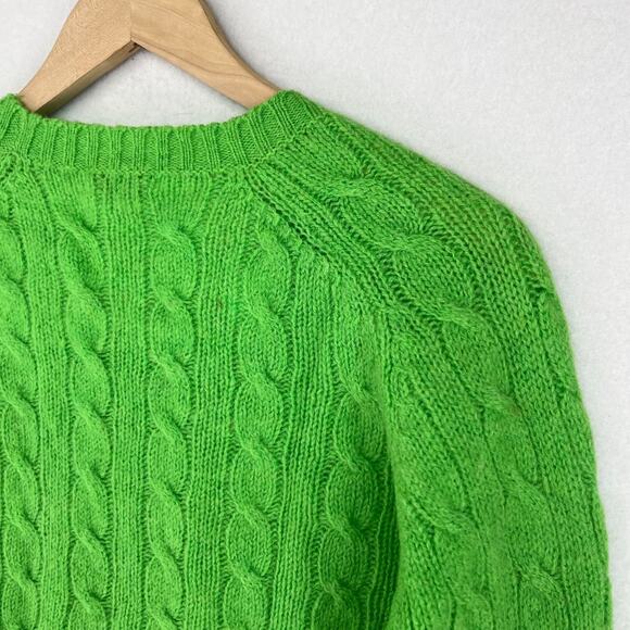DEANS OF SCOTLAND Sweater Womens 34 Shetland Wool Cable Hand Knit Green HK VTG - Picture 7 of 14